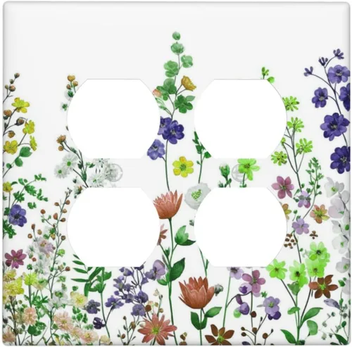 Miniatura 52 de Cubierta de Interruptor de Luz de 1 Gang con Flores Silvestres Bohemias, Hierbas, Floral, Decorativa, Planta Botánica, Naturaleza, Acuarela, Placa