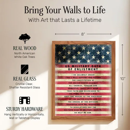 Miniatura 7 de Juramento Militar de Reclutamiento ENMARCADO - Arte de pared patriótico de la bandera americana, decoración - Regalo para soldados, ejército