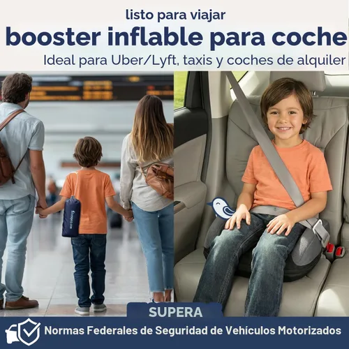 Miniatura 2 de Hiccapop UberBoost Asiento Elevador Inflable para Automóvil Asiento Elevador Estrecho sin Respaldo Inflable para Viajes Asiento Elevador Negro