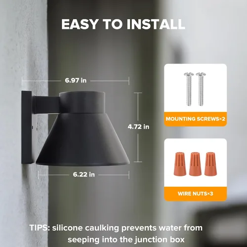 Miniatura 6 de UME Paquete de 2 lámparas de pared LED para exteriores, farol de pared al aire libre de anochecer a amanecer, accesorios de lámpara de pared Negro
