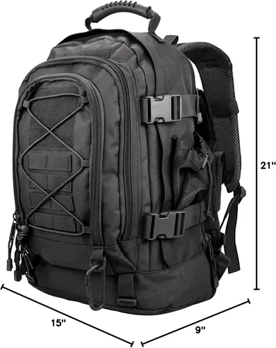 Miniatura 11 de Miramrax - Mochila táctica militar del ejército - Paquete de asalto para hombres, mochilas Molle, bolsa de evacuación, paquete de 3 días para Negro