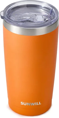 Miniatura 26 de SUNWILL Vaso de café de viaje de 20 onzas, taza aislada con tapa, taza de acero inoxidable para bebidas calientes y frías, con recubrimiento