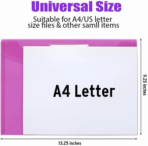 Miniatura 6 de Sooez Paquete de 10 carpetas de archivos, sobres de polietileno transparente, carpetas para documentos, tamaño carta A4 con bolsillo para etiquetas