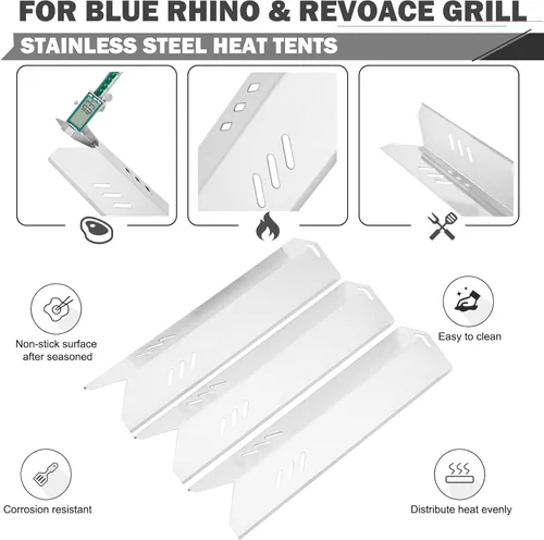Miniatura 4 de B0212-040 Piezas de parrilla de placas de calor para Blue Rhino 3 Burner Grill Piezas de repuesto GBC1932L GBC1793W RevoAce Grill Parts Tienda