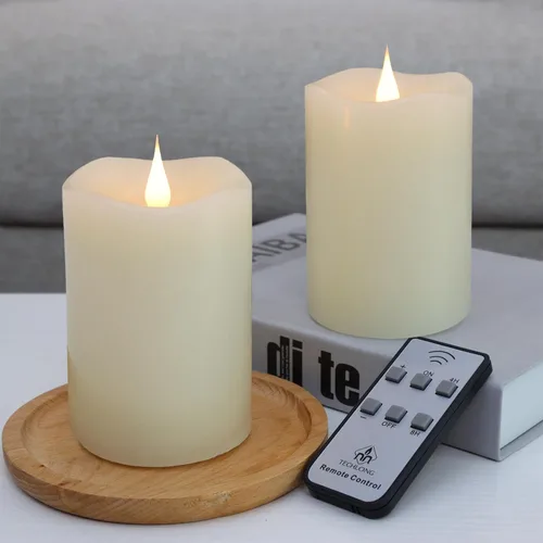 Miniatura 10 de TECHLONG Velas sin llama que funcionan con pilas con temporizador, llama móvil 3D parpadeante, duran más de 600 horas, velas LED eléctricas de cera