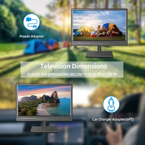 Miniatura 7 de Jexiop TV de 17 pulgadas, pequeño televisor de pantalla plana con sintonizador digital ATSC, puerto HDMI y USB en doble potencia, cable de cargador
