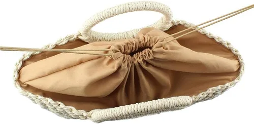 Miniatura 5 de Bolsa de paja para mujer bolsa de playa de paja de verano grande tejida redonda asa de mano Hobo Natural Rattan Travel Beige talla única