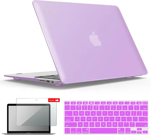 Miniatura 46 de iBenzer Carcasa rígida de plástico con superficie suave 3 en 1 y cubierta para teclado y protector de visualización para MacBook Air, Negro