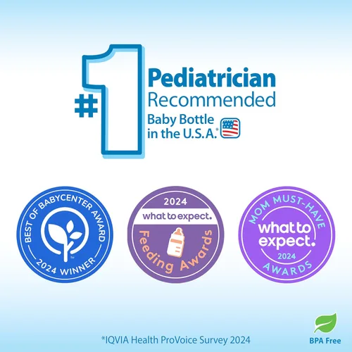 Miniatura 2 de Dr. Brown’s Natural Flow® Anti-Colic Options+™ Biberones de cuello ancho para bebés, 5 oz/150 mL, con tetina de flujo lento nivel 1, paquete de 4