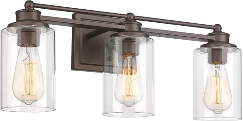 Miniatura 12 de HWH - Lámpara de tocador cromada con 5 luces sobre espejo, lámpara de pared moderna para baño, 37 pulgadas, acabado cromado, 5HLT63B-5W CH