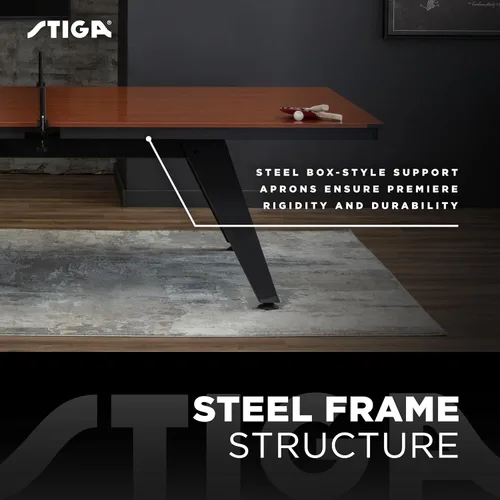 Miniatura 4 de STIGA Mesa de ping pong ultra interior – Mesa de ping pong de grano de madera de 0.709 in con marco de acero, red de torneo y poste, niveladores