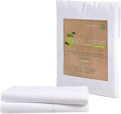 Miniatura 9 de Lane Linen - Juego de 2 fundas de almohada, 100% algodón orgánico, tamaño estándar, suaves, color blanco (20 x 26 pulgadas)