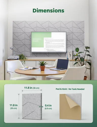 Miniatura 9 de Paquete de 18 paneles acústicos absorbentes de sonido para pared, hogar, oficina, Gary Cut-line Decorativo reducción de sonido, azulejos de techo