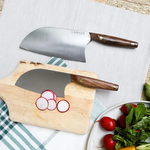 Miniatura 6 de Lamson Cuchillo chino Santoku grande vintage de 8" - Nogal
