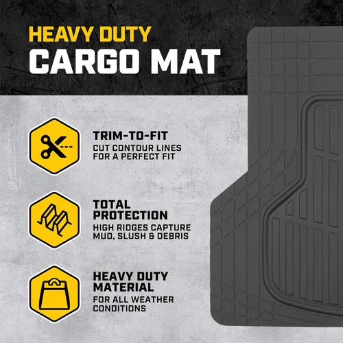 Miniatura 3 de CAT® Alfombrillas de goma resistentes de acero con diamantes y forro de maletero de carga para automóviles, camiones, SUV, camionetas, sedanes, gris