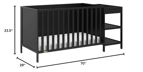 Miniatura 10 de Graco Theo - Cuna y cambiador convertible 5 en 1 (Negro) Certificado GREENGUARD Gold, se convierte en cama de día, cama infantil, cama