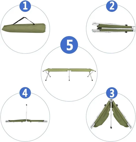 Miniatura 5 de Cuna de camping al aire libre, cama plegable y ligera, catre portátil para acampar con bolsa de transporte para adultos, senderismo, caza, viajes