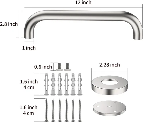 Miniatura 2 de Barra de agarre para ducha de acero inoxidable, mango de ducha ZUEXT, barra de equilibrio para el baño - soporte de pasamanos de seguridad - Níquel