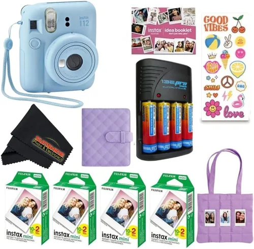Miniatura 17 de FUJIFILM INSTAX Mini 12 Holiday Bundle 2025 con película extra Instax Mini + 4 pilas AA y paño de limpieza de microfibra Sunshine Photo