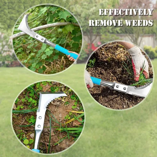 Miniatura 5 de Kosoyo - Herramienta de deshierbe de grietas de acero inoxidable, herramienta de jardinería manual de onda de diente de sierra, 11.42 pulgadas