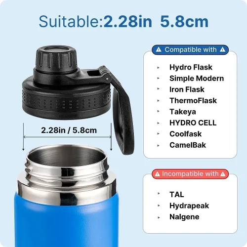 Miniatura 3 de Replacement Spout Lid for Hydro Flask Wide Mouth Bottles (12/16/18/22/32/40/64oz) – 2.28" Leak-Proof Sports Cap Accessory, Secure Fit Negro paquete