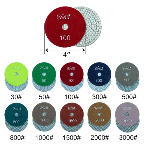 Miniatura 2 de Sali 10 unidades - Almohadillas para pulir de diamante de 4 pulgadas, kit de almohadillas para pulir piedra de granito húmedo para taladro
