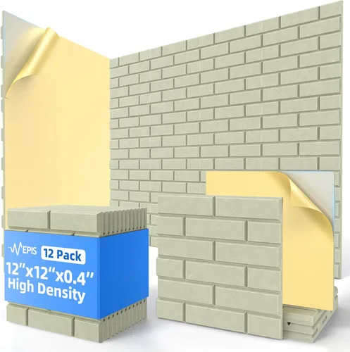 Miniatura 11 de Paquete de 20 paneles acústicos autoadhesivos, paneles de espuma de alta densidad a prueba de sonido de 12 x 12 x 0.4 pulgadas para paredes, paneles