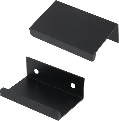 Miniatura 36 de Tiradores negros de 1.38 pulgadas para gabinete, 10 unidades, espacio entre agujeros de 0.63 pulgadas, tiradores de borde de aleación de aluminio