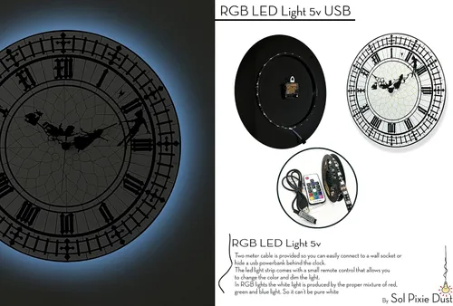 Miniatura 5 de Custom Name Whatever, you're late anyway/Round Black - Wall Clock- Optional RGB LED 5V Backlit
