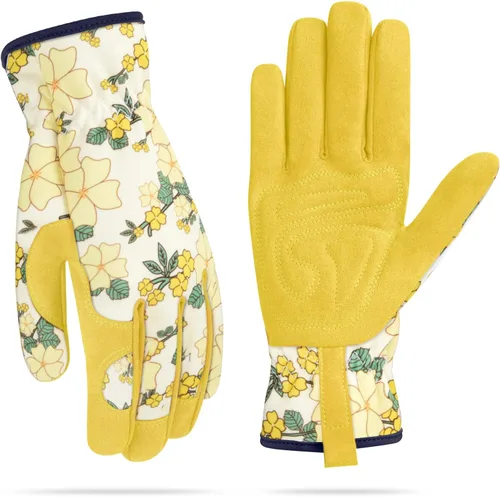 Miniatura 11 de Guantes de jardinería para mujeres, guantes de cuero para trabajo en jardín, a prueba de espinas, sin perforación, para cavar, plantar y podar