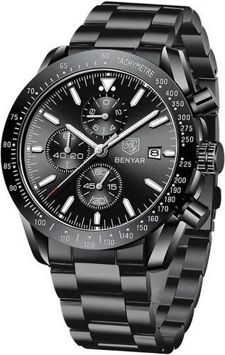 BY BENYAR - Reloj para hombre, cronógrafo analógico de cuarzo, impermeable, luminoso, de diseñador, relojes de pulsera para hombre, para negocios,