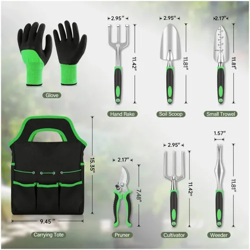 Miniatura 6 de 8 unids tijeras de podar tijeras de jardín herramienta de aluminio deber escardador jardinería herramientas de mano kit trasplantador mango