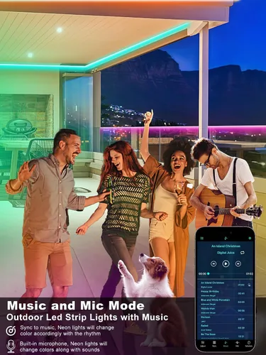 Miniatura 4 de Ledagic Tira de luces LED para exteriores impermeables de 50 pies (1 rollo), tira de luz LED exterior IP65 impermeable con control remoto