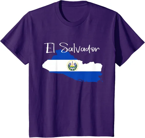 Miniatura 26 de Camiseta con la bandera de El Salvador, mapa de El Salvador, camiseta de Salvador para mujer