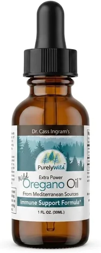 PURELY WILD Extra Power - Gotas líquidas de aceite de orégano – Fórmula mediterránea cosechada silvestre del Dr. Cass Ingram – Vulgare de Origanum