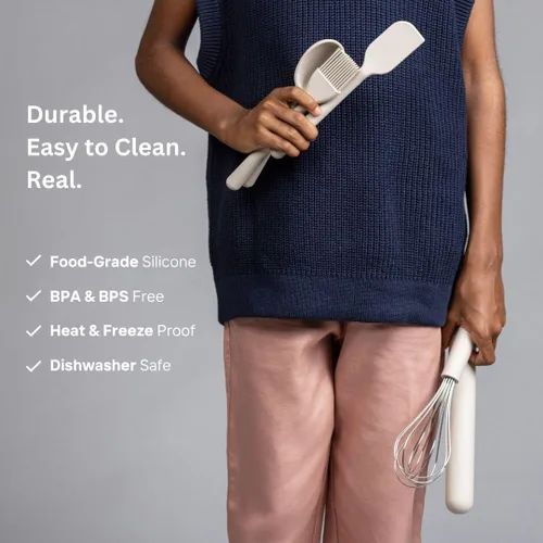 Miniatura 2 de Tampoco Real Kids - Juego de cocina y hornear – Herramientas de cocina Montessori para cocinar de verdad con utensilios de silicona aptos para Piedra