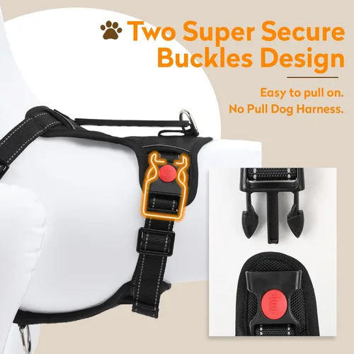 Miniatura 3 de Arnés para perro sin tirón con 2 clips de correa, chaleco reflectante ajustable y acolchado con asa, chaleco Oxford transpirable sin