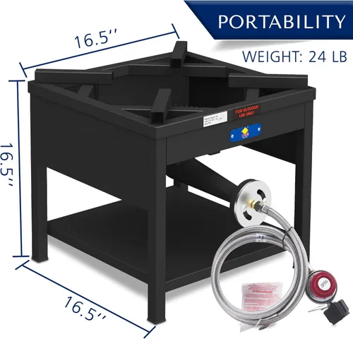 Miniatura 7 de ARC USA, 200.000 BTU al aire libre de alta presión de hierro fundido propano de cocina de gas único estufa, regulador y manguera ajustable de 0-20