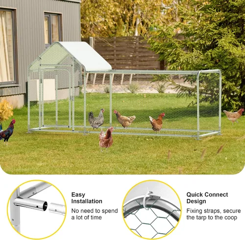 Miniatura 3 de Gallinero de metal, gallinero con cubierta impermeable y anti-UV, jaula de aves de corral con puerta con cerradura, gallinero para gallinas de pato
