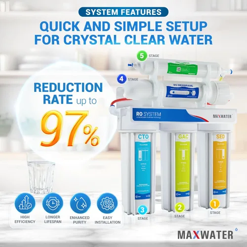Miniatura 4 de Max Water Sistema de filtración de agua estándar de 5 etapas 50 GPD (galones por día) RO (ósmosis inversa) para trabajo pesado - montaje debajo