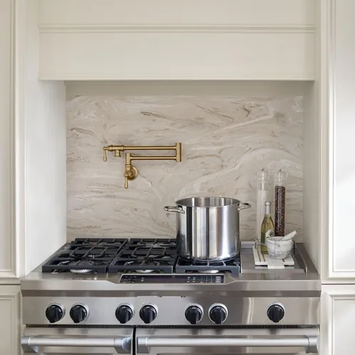 Miniatura 8 de Moen Grifo de cocina de doble junta montada en pared con brazo oscilante plegable de oro cepillado, S664BG