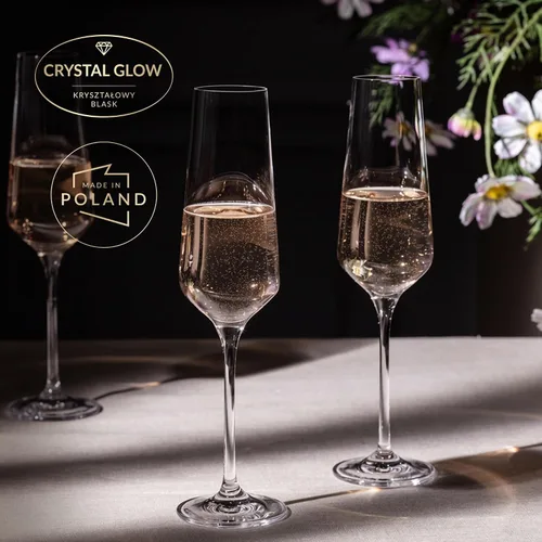 Miniatura 4 de Krosno Juego de 6 copas de copa de champán de cristal, 6.1 onzas, colección vanguardista, forma clásica para estilo atemporal, ideal para mimosas