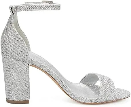 Miniatura 6 de COASIS - Sandalias de tacón grueso para mujer, puntera abierta, correa de tobillo y tacón de 3.5 pulgadas