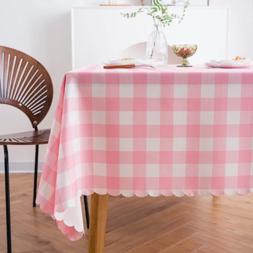Miniatura 8 de MANGATA CASA Mantel de cuadros rosa para mesas cuadradas, mantel a cuadros, impermeable, para cocina y mesa, mantel de poliéster a cuadros sin Rosa