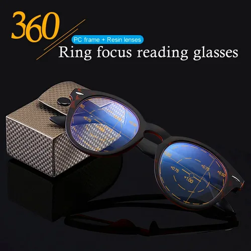 Miniatura 6 de Gafas de lectura multifocales progresivas de enfoque de anillo de 360 ° con bisagra de resorte, lentes presbípicos con bloqueo de luz azul