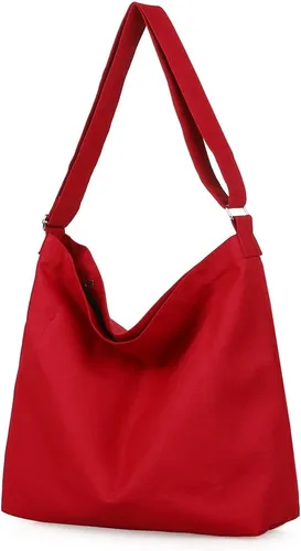 Miniatura 106 de Covelin - Bolsa de hombro informal de lona para mujer, estilo bohemio y retro, bolsa de mano, bolso cruzado, tamaño grande