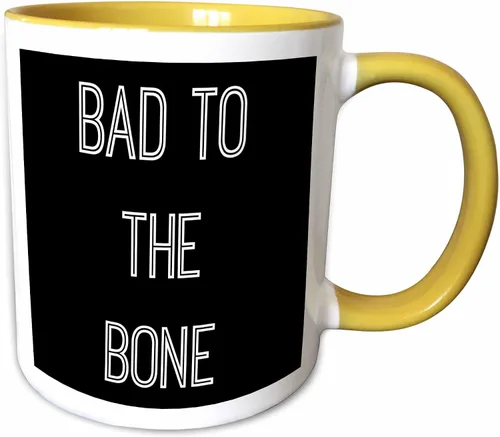 Miniatura 7 de 3dRose Bad to The Bone - Taza de cerámica con fondo de letras, 11 onzas, negro/blanco