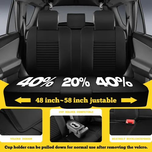 Miniatura 5 de LINGVIDO Fundas para asientos de automóvil, transpirables e impermeables, fundas para asientos automotrices de cuero sintético para autos, SUV, Negro