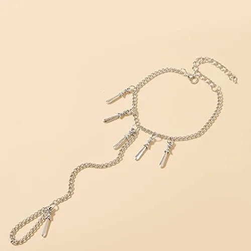 Miniatura 5 de Pulsera geométrica de múltiples capas de aleación de color de acero con borla de gota de agua, Acero aleado, Sin gemas.