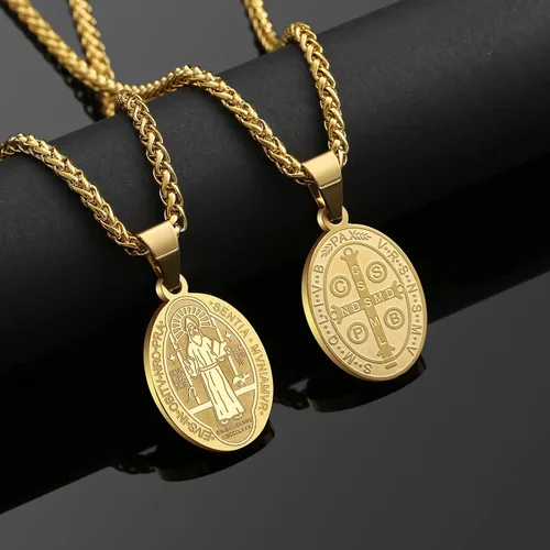 Miniatura 23 de P. BLAKE Collar ovalado de San Cristóbal, Miguel, José, Jude/Virgen María/José/Francisco/Patrick/Anthony/Benedict/Thomas para hombres y mujeres